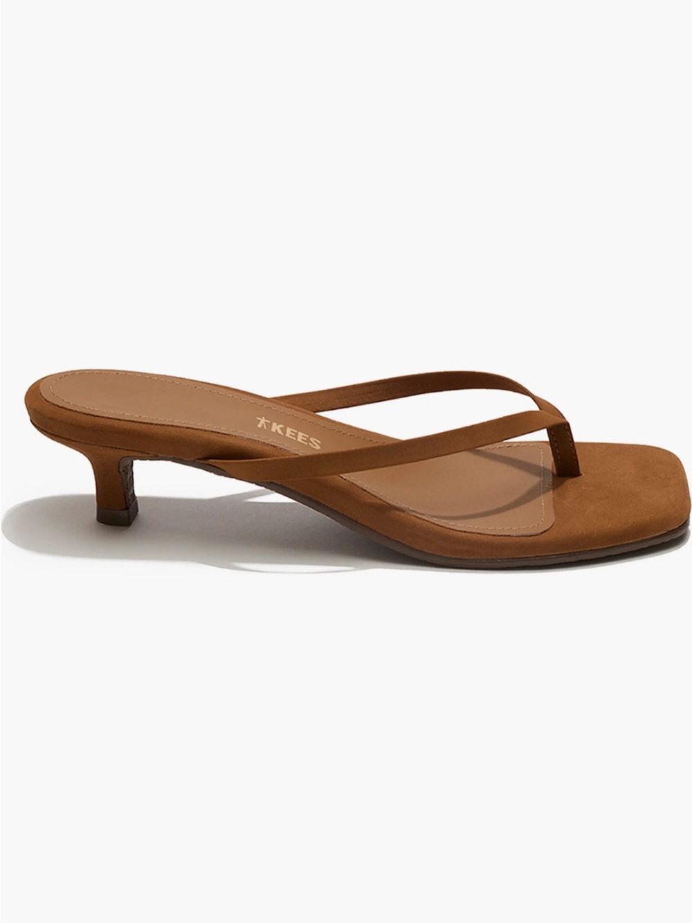 NEW TKEES Julia Kitten Heel Flip Flop in Camel Suede - Picture 3 of 11